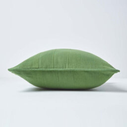 Homescapes Cotton Rajput Ribbed Dark Olive  Cushion  Cover, 60 X 60Cm - thumbnail 2
