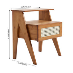 Thehotsale 50Cm H Wooden Nightstand Storage Cabinet With Shelf And Drawer - thumbnail 8