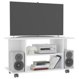 Berkfield Tv Cabinet With Castors White 80X40X40 Cm Engineered Wood - thumbnail 3