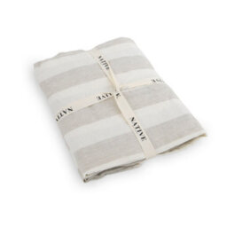 Native Natural Natural Stripes Single 100% Linen Fitted Sheet (90X190Cm) - thumbnail 2