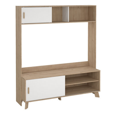 Furniture To Go Ikast Tv-Wall Unit With 2 Sliding Doors In Jackson Hickory And White - image 1