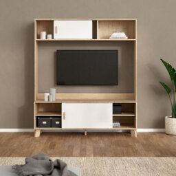 Furniture To Go Ikast Tv-Wall Unit With 2 Sliding Doors In Jackson Hickory And White - thumbnail 9