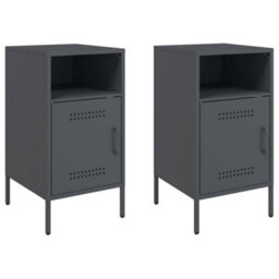 Berkfield Bedside Cabinets 2 Pcs Anthracite 36X39X68 Cm Steel - thumbnail 2