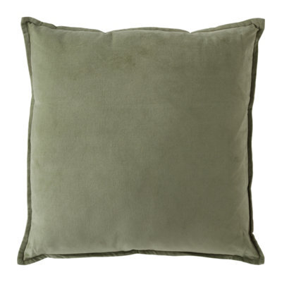 Green Velvet Effect Indoor Cushion, (L)50Cm X (W)50Cm - image 1