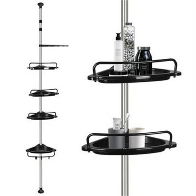 4 Tier Telescopic Bathroom Wall Corner Shelf Rack Shower -Black - image 1