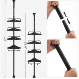 4 Tier Telescopic Bathroom Wall Corner Shelf Rack Shower -Black - thumbnail 3