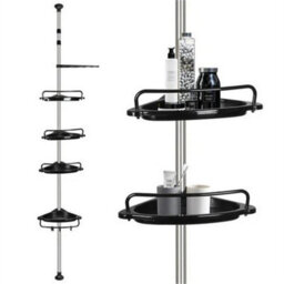 4 Tier Telescopic Bathroom Wall Corner Shelf Rack Shower -Black - thumbnail 1