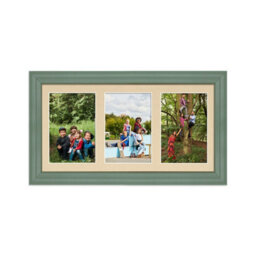AK Frames 40X20Cm Green Classic Multi Photo Frame With Ivory Mount - Holds 3 Apertures (3X) 6X4 Photos - thumbnail 1