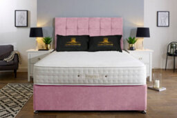 UKBEDFURNITURE Senator Pink Plush Divan Bed With 2 Foot End Drawers & 26 Inch Headboard - thumbnail 2