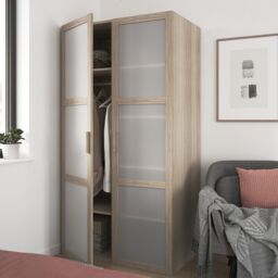 GoodHome Atomia Freestanding Oak Effect Particle Board Mirrored Wardrobe (H)1875mm (W)1000mm (D)580mm - thumbnail 5