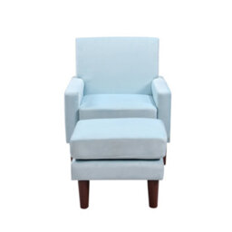 Comfy Living Plush Velvet Chair With Footstool In Blue - thumbnail 2