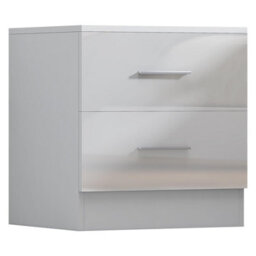 Reflect 2 Door Plain Wardrobe, 5 Drawer Chest, 2 Drawer Bedside & Desk - White Gloss & Matt White - Modern Bedroom Furniture Set - thumbnail 7