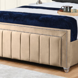 UKBEDFURNITURE Fiona Beige Plush Valvet Upholstered Gas Lift Ottoman Storage Bed -  With 48 Inch Headboard - thumbnail 3