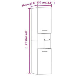 Vidaxl Bathroom Cabinet Grey Sonoma 30X30X130 Cm Engineered Wood - thumbnail 3