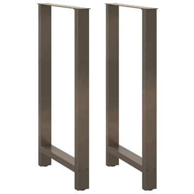 Berkfield Bar Table Legs Natural Steel 2 Pcs 60X(110-111) Cm Steel - image 1