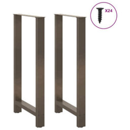 Berkfield Bar Table Legs Natural Steel 2 Pcs 60X(110-111) Cm Steel - thumbnail 3