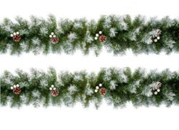 Premier Decorations Limited 2 X Artificial Christmas Garland Snow Tipped White Berry And Pine Cone Green Garland 2.7M