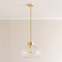 Valuelights Corinne Twill Spiral Clear Glass Brushed Gold Capped Ceiling Pendant Light - thumbnail 5