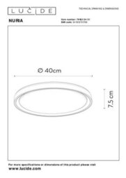 Lucide Nuria Modern Flush Ceiling Light 40Cm - Led Dim. - 1X24W 2700K - 3 Stepdim - White - thumbnail 9