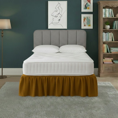 Base Valance Polycotton Sheet For Divan Beds Easy Care Bed Base Cover Mustard - image 1