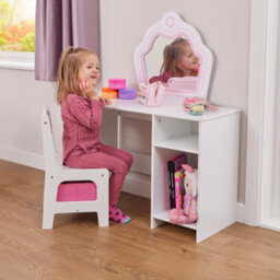 Liberty House Toys Kid's White & Pink Dressing Table And Chair Set