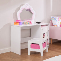 Liberty House Toys Kid's White & Pink Dressing Table And Chair Set - thumbnail 4