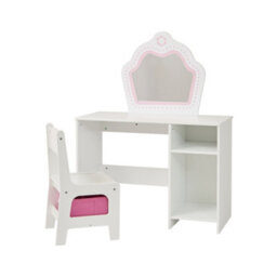 Liberty House Toys Kid's White & Pink Dressing Table And Chair Set - thumbnail 5