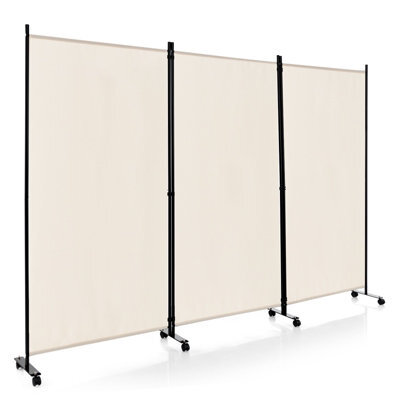 Costway 180Cm Freestanding Room Divider 3 Panel Rolling Privacy Screens For Indoor - image 1