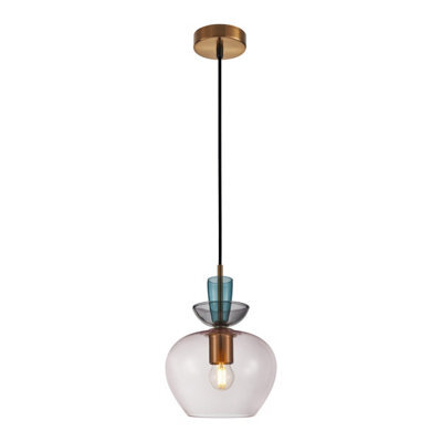 Luminosa Lighting Luminosa Fanda Dome Pendant Ceiling Light Gold With Pink, Glass Shade - image 1