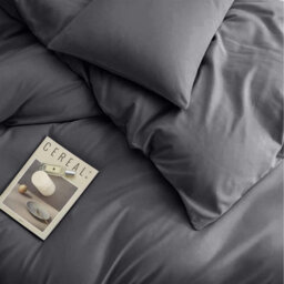 Moonlight Bedding Plain Quilt Duvet Cover & Pillowcase Set, Grey, King (230Cm X 220Cm) - thumbnail 2