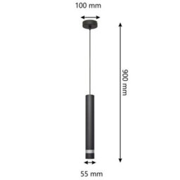 Luminosa Lighting Luminosa Tuba Slim Pendant Ceiling Light Black, Chrome 10Cm - thumbnail 2