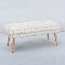 Cushla Bubbly Velvet Large Footstool - Cream - thumbnail 2