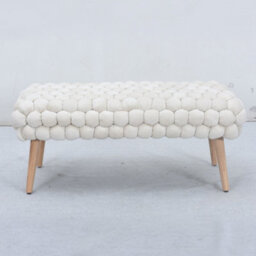 Cushla Bubbly Velvet Large Footstool - Cream