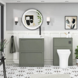 Royal Bathrooms Royal Bathroom Elmore 700mm Matt Green Freestanding Countertop Bathroom Vanity Unit 2 Drawer With Qubix Basin - thumbnail 5