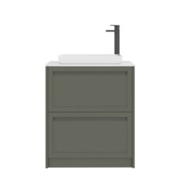 Royal Bathrooms Royal Bathroom Elmore 700mm Matt Green Freestanding Countertop Bathroom Vanity Unit 2 Drawer With Qubix Basin - thumbnail 7