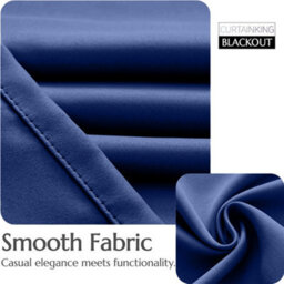 Oxford Homeware Plain Navy 230Gsm Blackout Curtain Thermal Insulated Eyelet For Window Curtain Pair (W)117Cm X (L)137Cm - thumbnail 7
