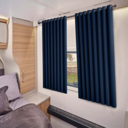 Oxford Homeware Plain Navy 230Gsm Blackout Curtain Thermal Insulated Eyelet For Window Curtain Pair (W)117Cm X (L)137Cm - thumbnail 1