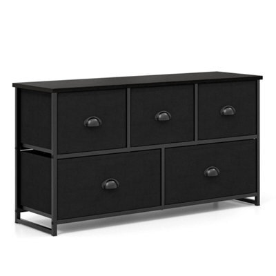 2-Tier Fabric Storage Organizer 5 Drawers Cabinet Chest Of Drawers Grey - image 1