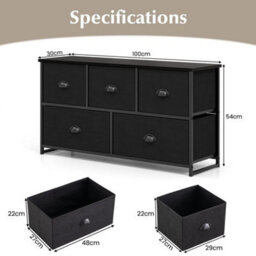 2-Tier Fabric Storage Organizer 5 Drawers Cabinet Chest Of Drawers Grey - thumbnail 2
