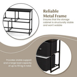 2-Tier Fabric Storage Organizer 5 Drawers Cabinet Chest Of Drawers Grey - thumbnail 4
