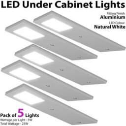 5-Pack Ultra-Slim Aluminium Under Cabinet Kitchen Led Lighting With Driver - Natural White Glow - thumbnail 3