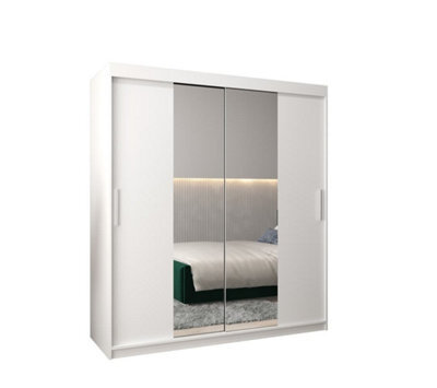 Arte Tokyo 01 Contemporary Mirrored 2 Sliding Door Wardrobe 9 Shelves 2 Rails White Matt (H)2000mm (W)1800mm (D)620mm - image 1