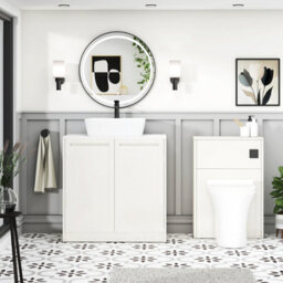 Royal Bathrooms Royal Bathroom Elmore 800mm Classic White Freestanding Countertop Bathroom Vanity Unit 2 Door With Cube Basin - thumbnail 5