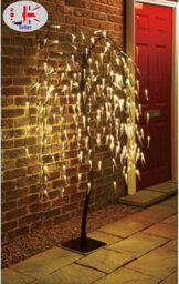 Spot On Dealz 5 Ft Weeping Willow Tree Outdoor Christmas Decorations 240 Led Tree Lights With Metal Flat Base For Xmas Warm White - thumbnail 2