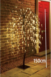 Spot On Dealz 5 Ft Weeping Willow Tree Outdoor Christmas Decorations 240 Led Tree Lights With Metal Flat Base For Xmas Warm White - thumbnail 3