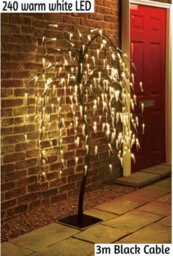 Spot On Dealz 5 Ft Weeping Willow Tree Outdoor Christmas Decorations 240 Led Tree Lights With Metal Flat Base For Xmas Warm White - thumbnail 6