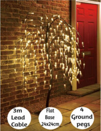Spot On Dealz 5 Ft Weeping Willow Tree Outdoor Christmas Decorations 240 Led Tree Lights With Metal Flat Base For Xmas Warm White - thumbnail 5