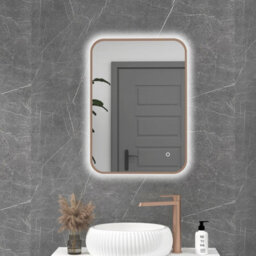 Royal Bathrooms Luton 500 X 700mm Brushed Bronze Backlit Framed Led Illuminated Bathroom Mirror With Touch Sensor & Anti-Fog - thumbnail 1