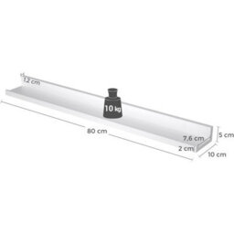 Songmics Floating Shelves Set Of 2, Wall Shelves Ledge, For Frames And Books, Room, Hallway, Kitchen, Office, White - thumbnail 2