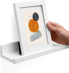 Songmics Floating Shelves Set Of 2, Wall Shelves Ledge, For Frames And Books, Room, Hallway, Kitchen, Office, White - thumbnail 6